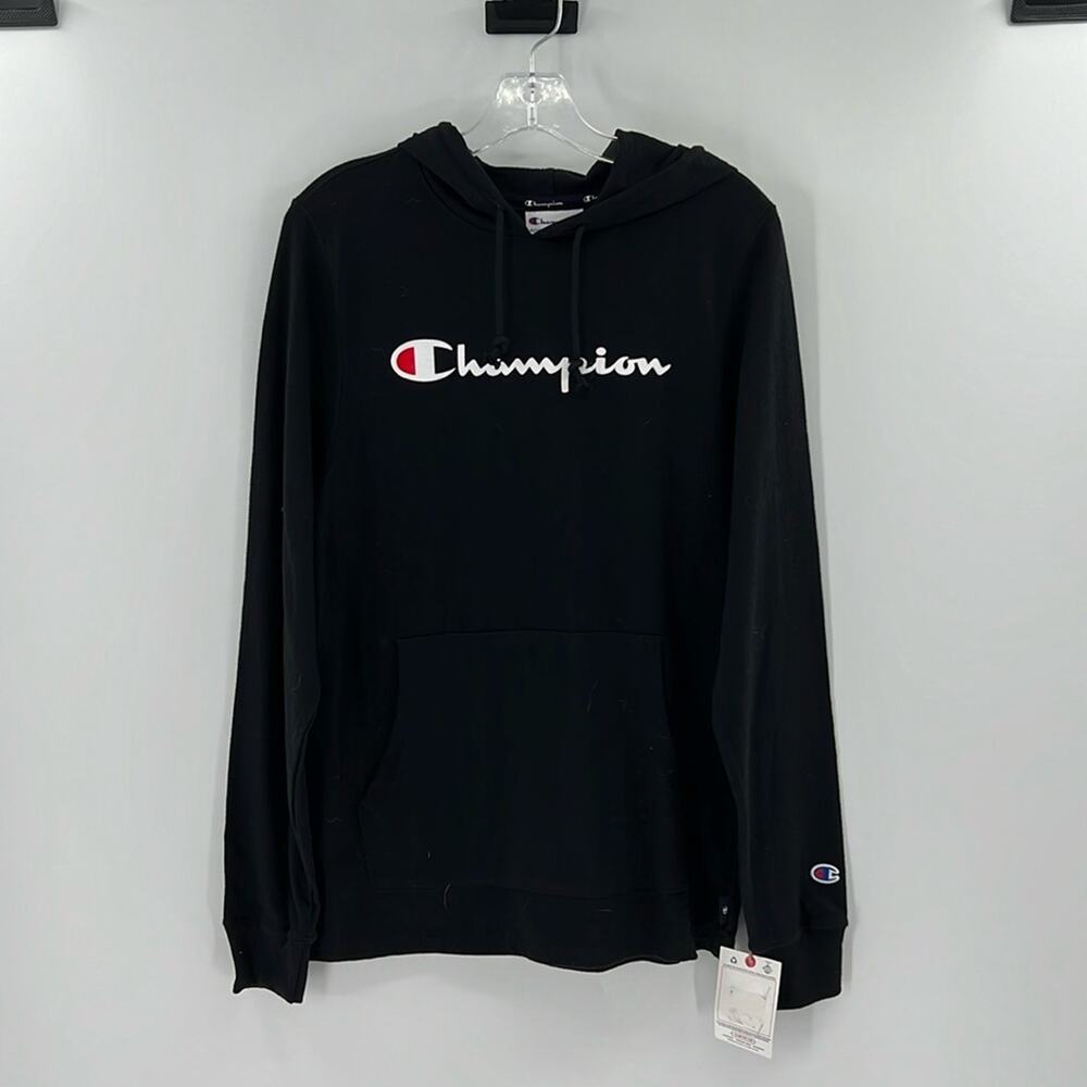 Champion Men's Long Sleeve lightweight hoodie - Black/White - Small - NWT